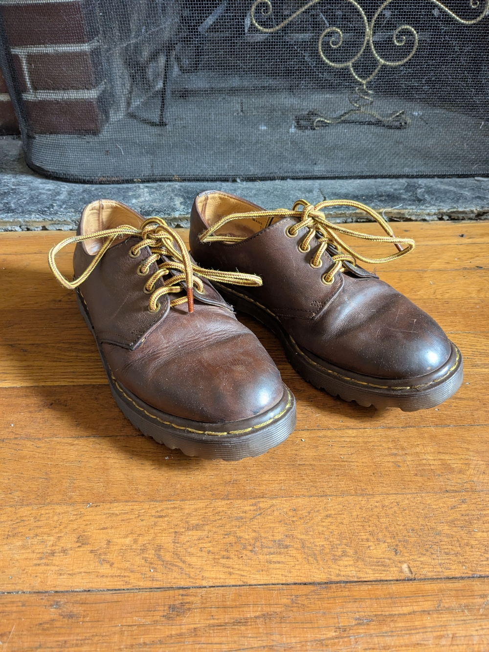 1990s Made in England Dr. Martens 1461s in Brown Leather